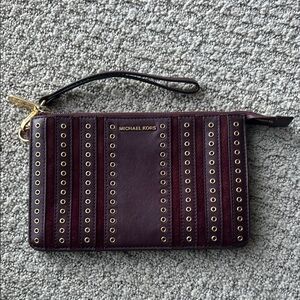 Michael Kors Plum Wristlet with Gold Accents